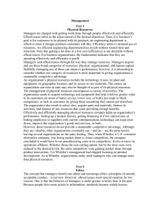 Management Text 1 Physical Resources Managers are charged with