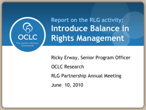 Report on the outcome of the RLG activity: Introduce Balance