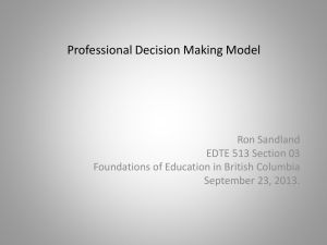 My Professional Decision Making Model