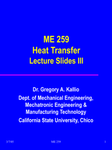 ME 259 Heat (and Mass) Transfer