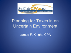 Planning for Taxes in an Uncertain Environment