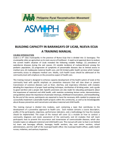 building capacity in barangays of licab, nueva ecija a training manual