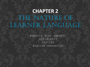 Chapter 2 The nature of learner language