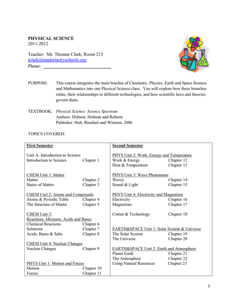 CP Physical Science Syllabus