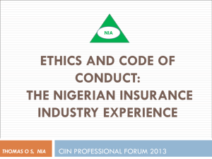ETHICS AND CODE OF CONDUCT