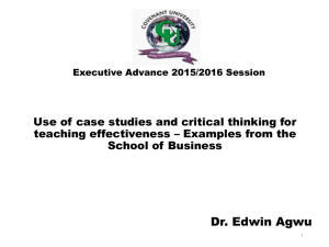 Use of case studies and critical thinking for teaching effectiveness