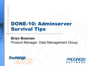 DONE-10: Adminserver Survival Tips