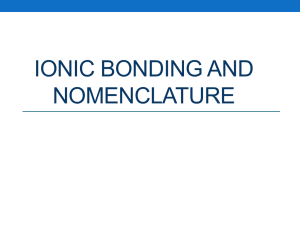 Ionic Bonding Nomenclature - SchoolWorld an Edline Solution