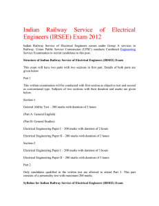 Indian Railway Service of Electrical Engineers (IRSEE) Exam 2012