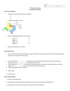 Name: Date: Per: ______ 7th Grade Texas History 1st Semester