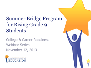 SummerBridge for Rising Grade 9 students