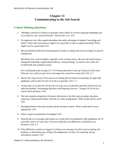 Chapter 11 Communicating in the Job Search Critical Thinking