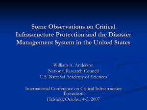 Some Observations on Critical Infrastructure Protection and the