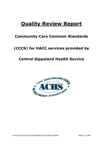 Community Common Care Standards for HACC services report 2013