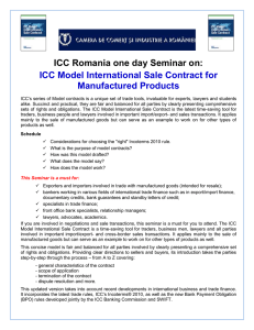 ICC Model International Sale Contract for Manufactured Products