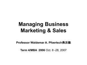 Managing Business Marketing & Sales