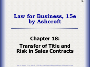 Ch18: Transfer of Title and Risk in Sales Contracts