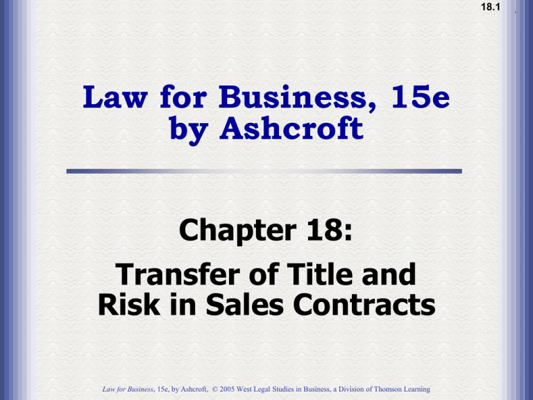 Ch18 Transfer Of Title And Risk In Sales Contracts