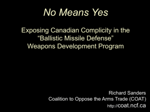 Canadian complicity in BMD - Coalition to Oppose the Arms Trade