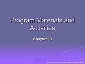Program Activities and Materials