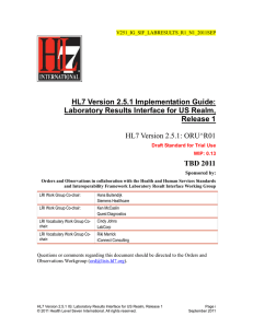 HL7 Version 2.5.1 IG: Laboratory Results Interface for US Realm