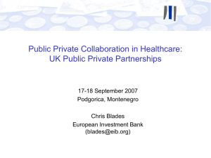 The role of PPPs in infrastructure and management in healthcare