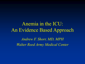 Anemia in the ICU Review and Update