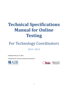Technical Specifications Manual for Online Testing