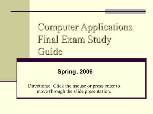 Computer Applications Final Exam Study Guide