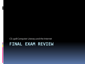 Review for Optional Final Exam
