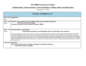 2014 IMBES Conference Program Collaboration, Advancement, and