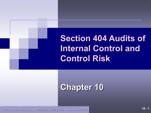 Chapter 10 – Section 404 Audits of Internal Control and Control Risk