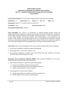 csc.112.outline.f2010 - Student Learning Outcomes (SLO)