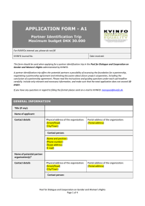 Application form A1 - Partner Identification Trip Maximum