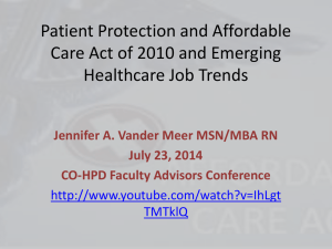 Patient Protection and Affordable Care Act of 2010 and Emerging