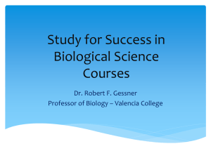 Study for Success in Biological Science Courses