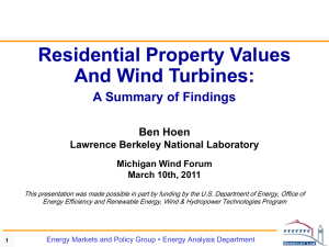 Impacts on Residential Property Values Near Wind Turbines