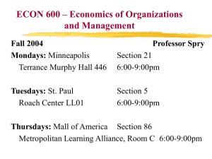 ECON 600 – Economics of Organizations and Management