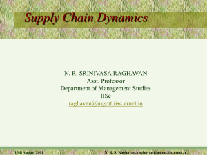 Supply Chain Dynamics - Game Theory Lab, CSA, IISc