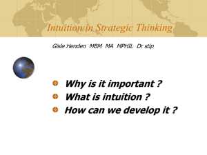 Intuition in Strategy
