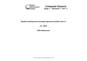 Computer Science Weekly Teaching Program Semester 1 2014