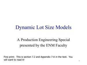 Dynamic Lot Size Models