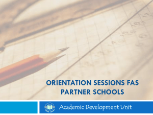 Orientation Sessions for FAS Partrner Schools