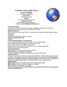 Columbus Junior High School Course Syllabus