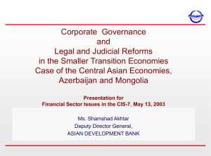 Legal, judicial reform, and corporate governance in the