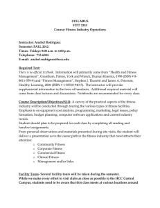 Syllabus Fitness Industries Operations Fall 2012