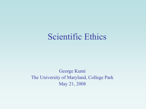 ethics and science - University of Maryland