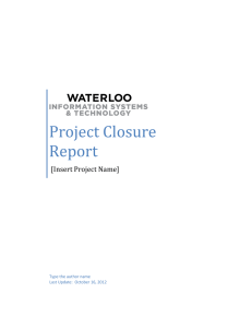 Project Closure Report