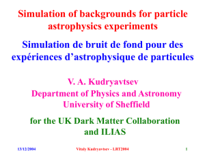 Backrounds and simulations for dark matter experiments
