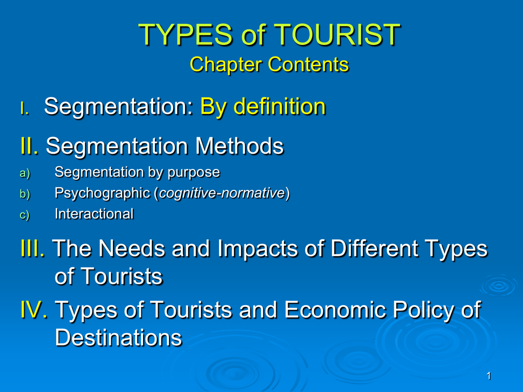 three types of tourist destination
